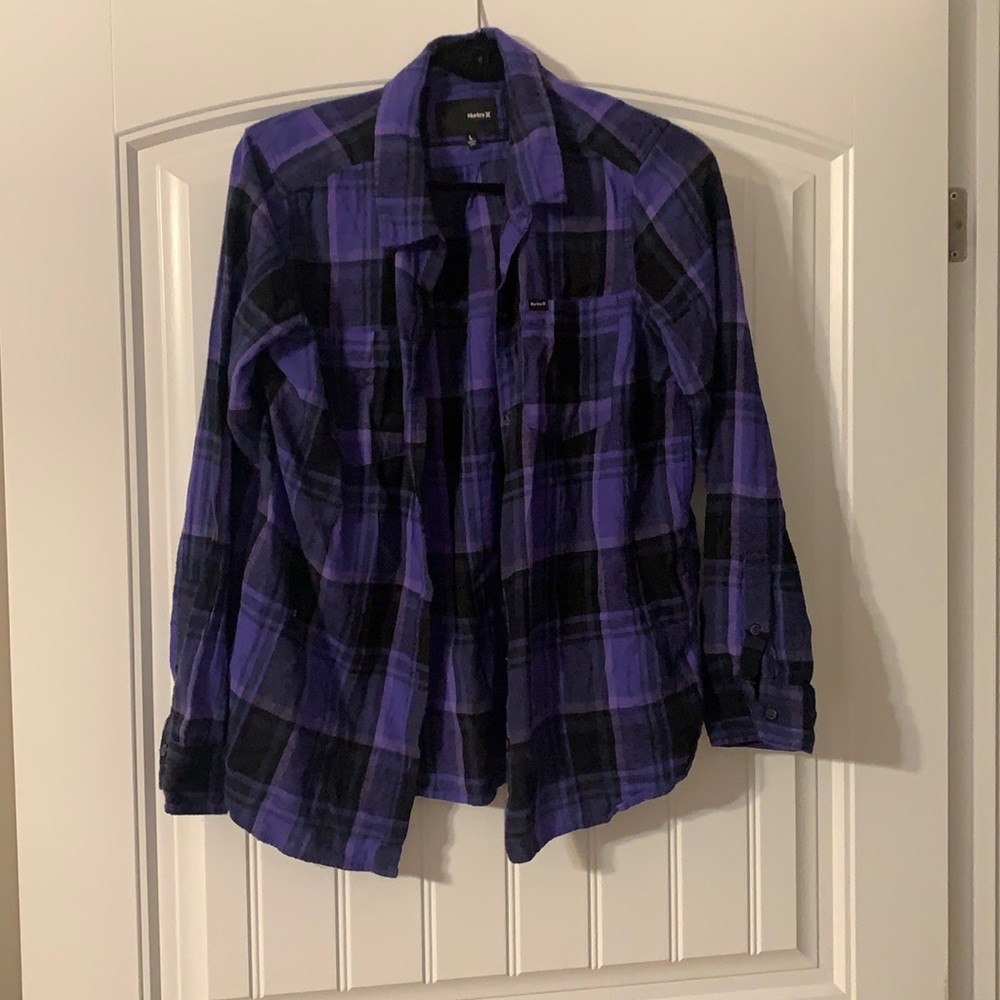 Purple plaid flannel shirt